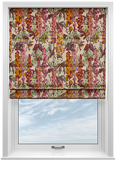 Hollihocks, Burgundy - Roman Blind